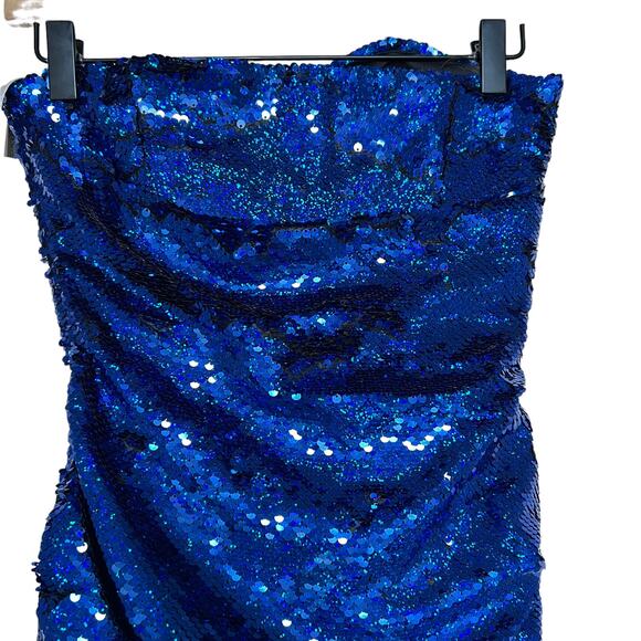 NWT House of CB LONDON GISELE COBALT SEQUIN STRAPLESS MINI DRESS XS - Picture 7 of 9